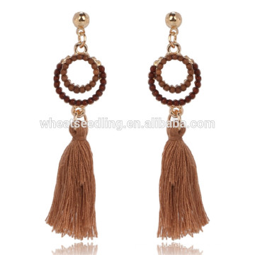 Estilo chinês retro ornamento voga grânulos boho gota brincos borla